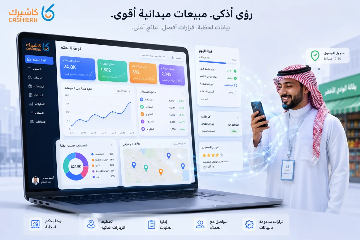 برنامج إدارة مندوبين المبيعات من كاشيرك لتتبع الزيارات والتحصيل